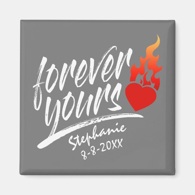 Forever Votre Nom Personnalisé Valentine | Magnet (Devant)