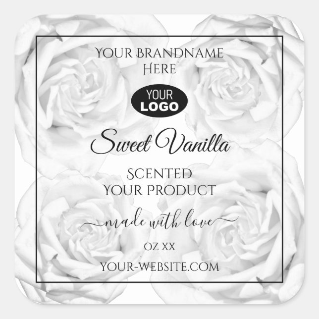 Forfait Floral noir et blanc Étiquette Logo (Devant)