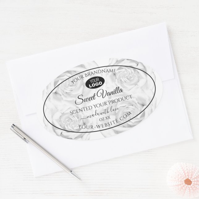 Forfait Floral noir et blanc Étiquette Logo (Enveloppe)