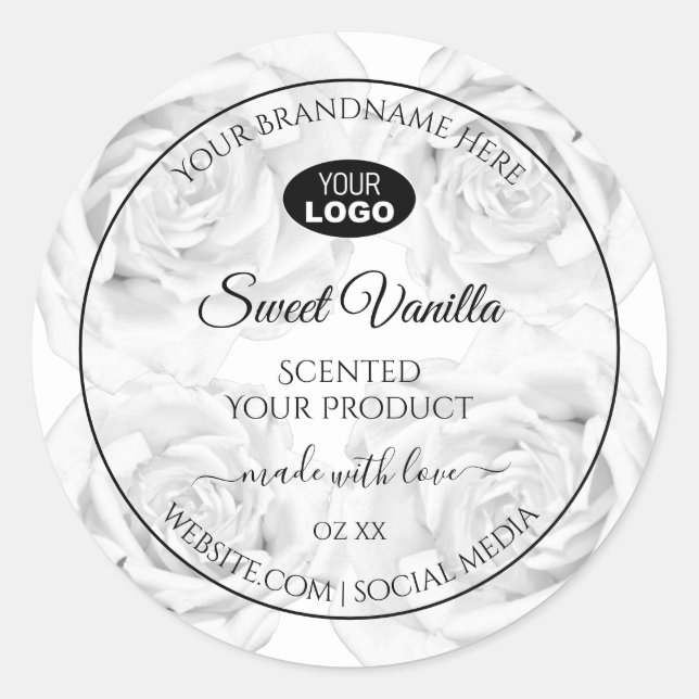Forfait Floral noir et blanc Étiquette Logo (Devant)