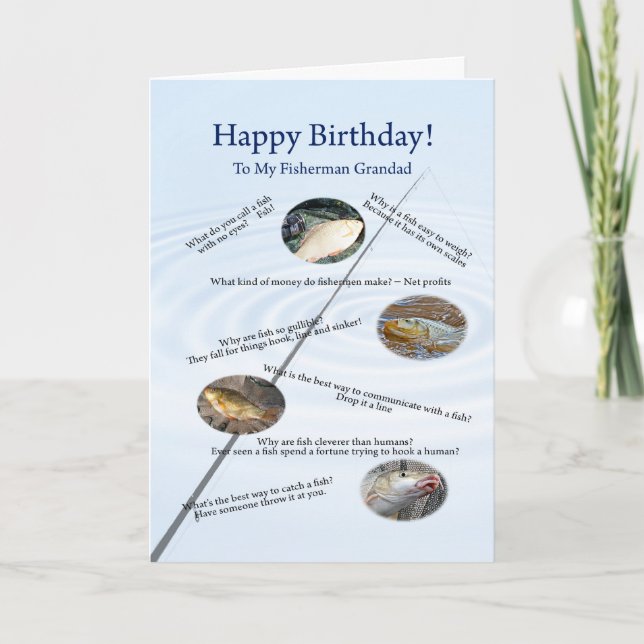 Forgrandad, Pêche plaisante carte d'anniversaire (Devant)