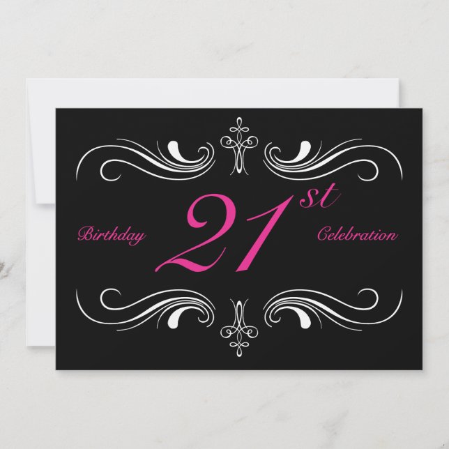 Formal Black 21e anniversaire Invitation (Devant)