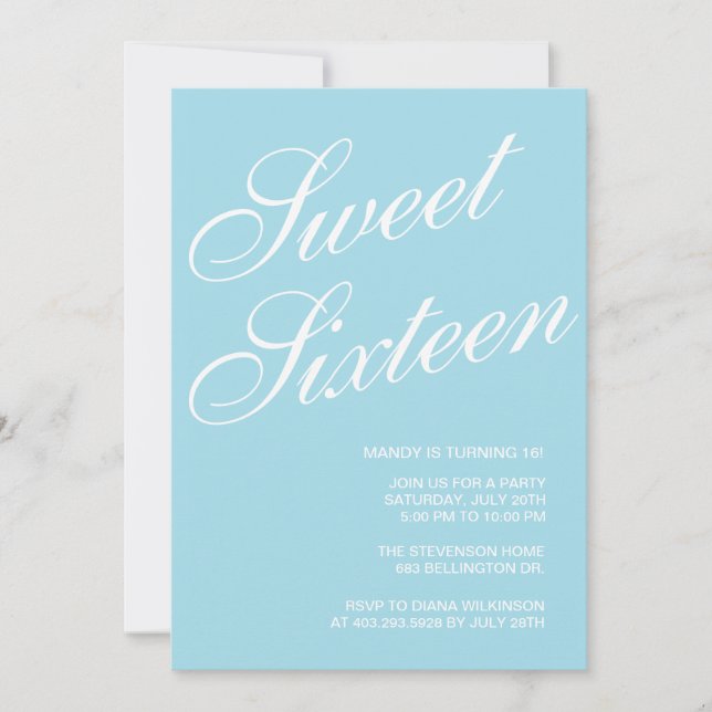 Formal Blue Sweet 16 Invitations (Devant)