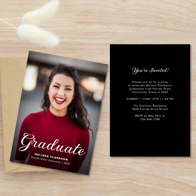 Formal Elegant Photo Graduation Party Invitation (Créateur téléchargé)