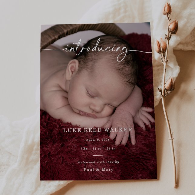 Formal Introducing Photo Baby Announcement Card (Créateur téléchargé)
