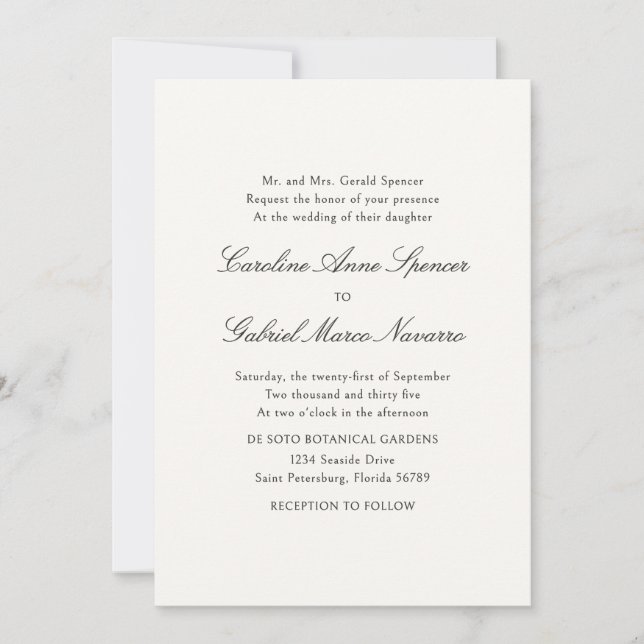 Formal Simple Classic Wedding Invitation (Devant)