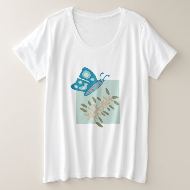Forme Abstraite moderne avec T-shirt papillon bleu (Design devant)