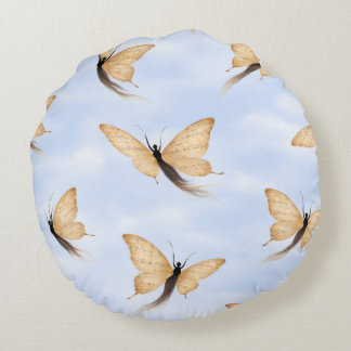 Forme de papillon poétique - Coussin rond ciel ble