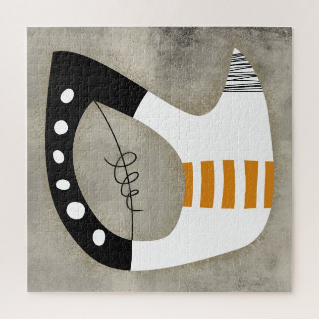 Forme libre - Puzzle noir et blanc orange (Vertical)