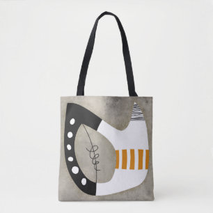 Forme libre - Sac fourre-tout noir et blanc orange