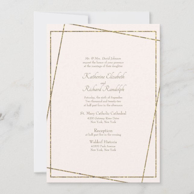 Formel et élégant mariage Blush Invitation (Devant)