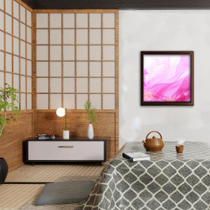 Formes Abstraites fleurs rose aquarelle Poster