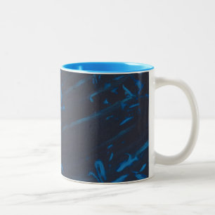 Formes bleues abstraites sur des tasses personnali