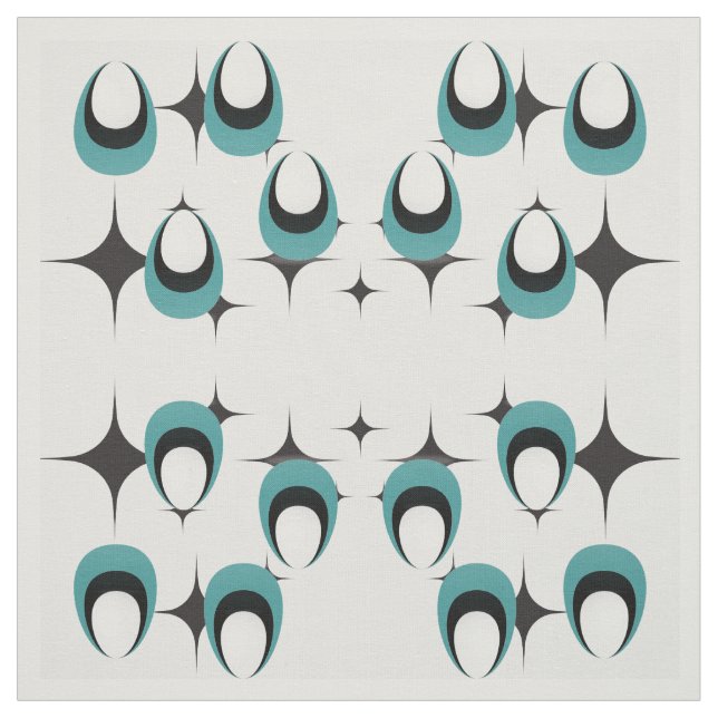 formes bleues Tissu moderne du milieu du siècle (Échantillon)