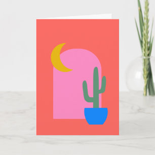 Formes colorées de lune Boho Cactus en rouge et ro