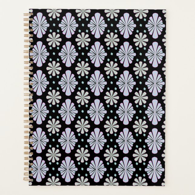 Formes florales pastel sur fond noir (Devant)