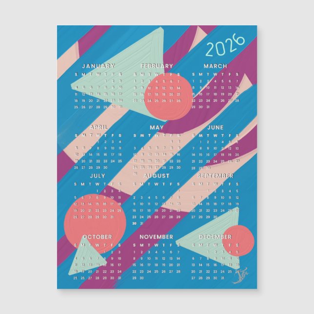 Formes géométriques couleurs vintage - calendrier  (Devant)