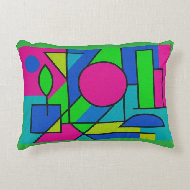 Formes géométriques néon - Design Coussin Abstrait (Devant)