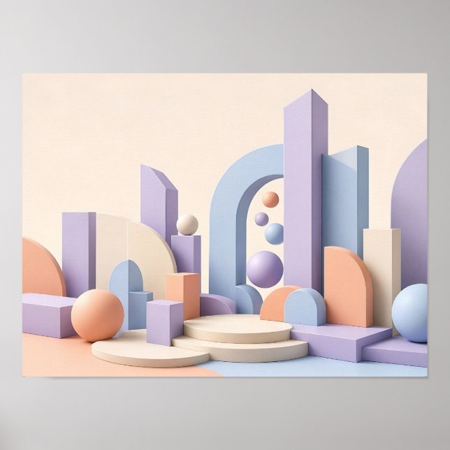 Formes géométriques pastel Art mural abstrait (Devant)