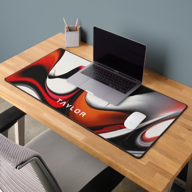 Formes liquides de design moderne, gris noir rouge (Bureau 2)