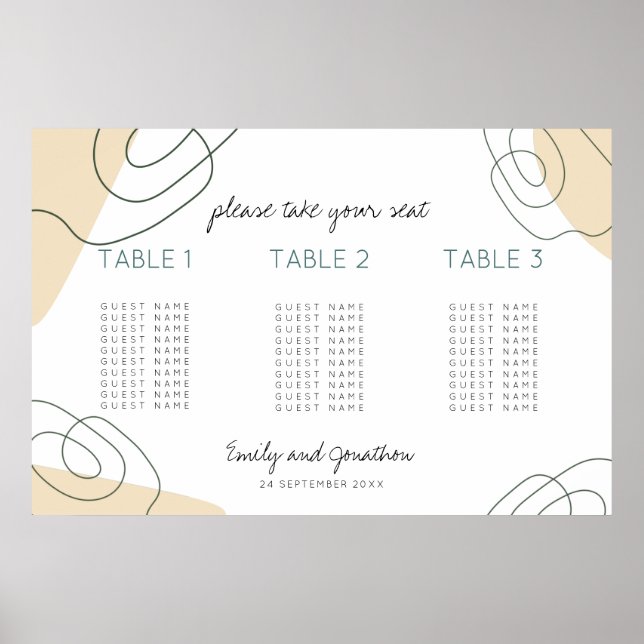 Formes Script 3 table Petit tableau Mariage (Devant)