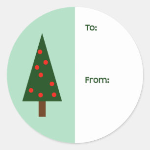 Formes simples Arbre de Noël Étiquette cadeau rond