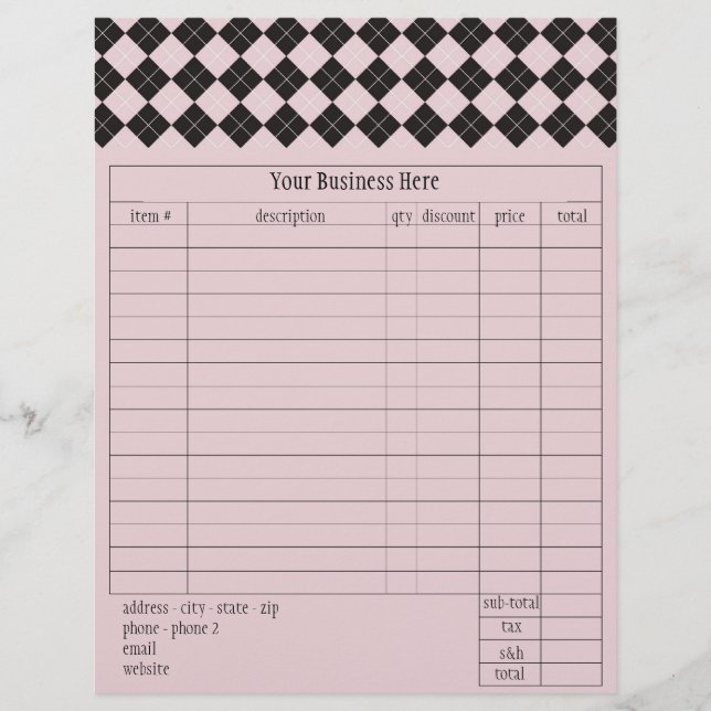 Formulaire de commande de Jacquard rose (Devant)