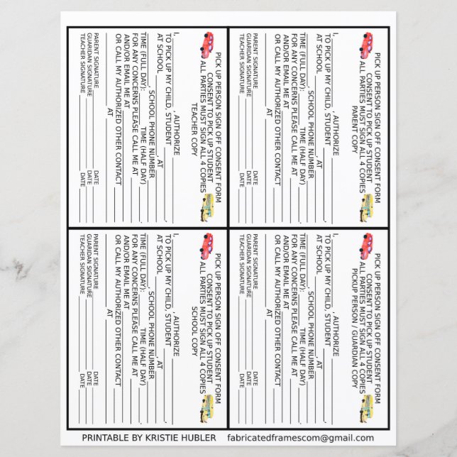 Formulaire de consentement de l'école du parent ga (Devant)