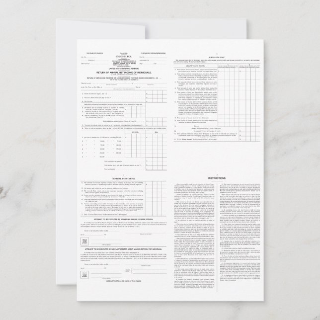 Formulaire original de l'impôt sur le revenu 1040  (Devant)