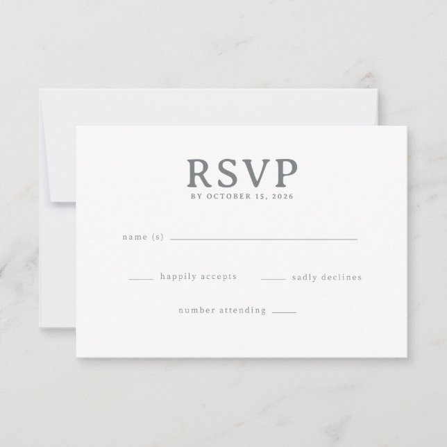 Formulaire RSVP en nuances de gris élégant (Devant)
