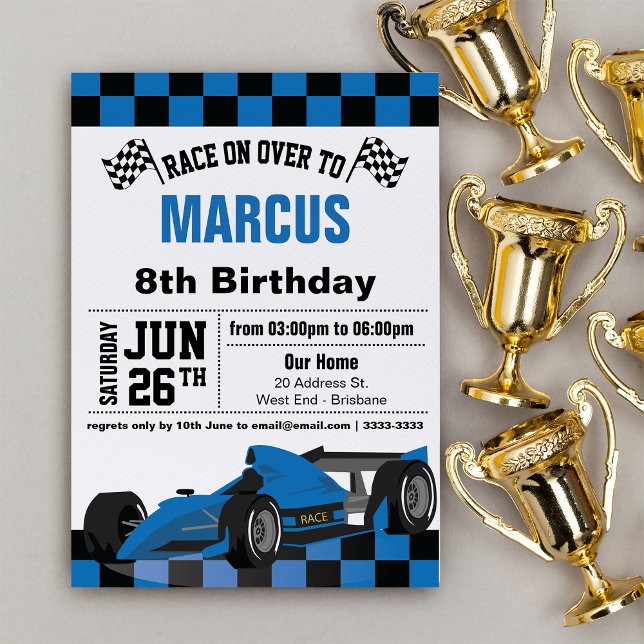 Formule 1 Invitation fête d'anniversaire (Race on over with our awesome formula one invitation.)