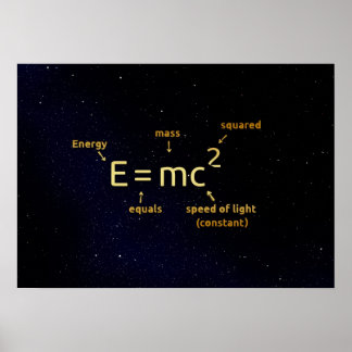 formule mathématique einstein sur affiche étoiles