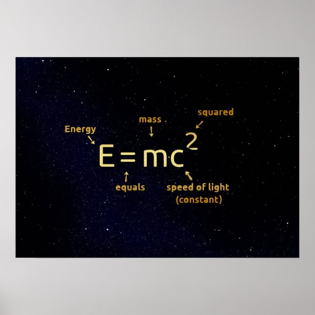 formule mathématique einstein sur affiche étoiles  (Devant)