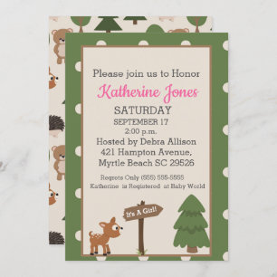 Forrest Deer Girls Baby shower Invitation