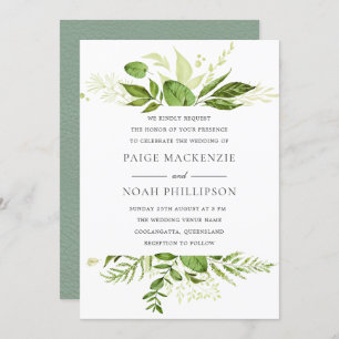 Forrest Greenery Elégant Mariage Invitation