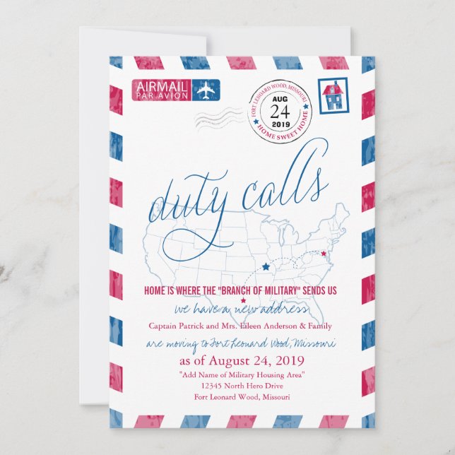 Fort Leonard Wood, MO Faire-part de déplacement mi (Devant)