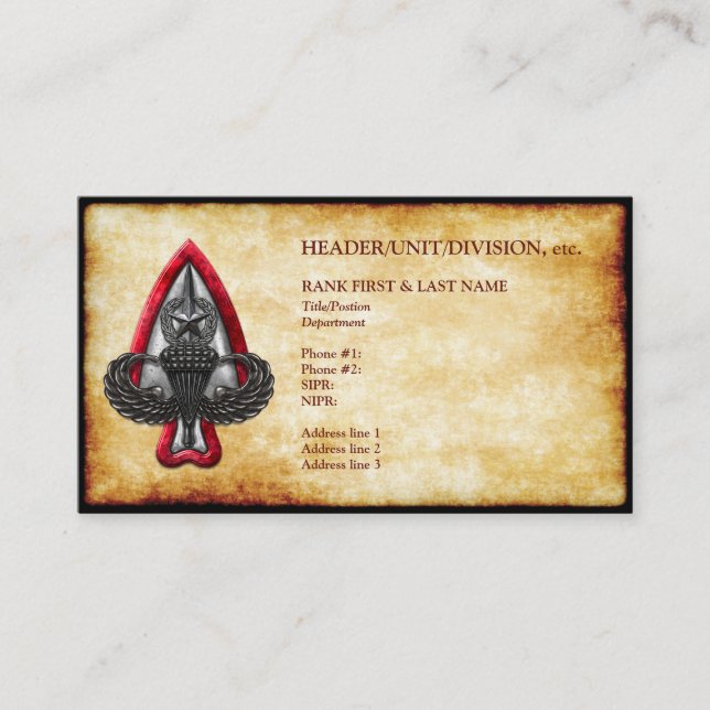 Fort Liberty Personnalisable Vieux Carte de visite (Devant)