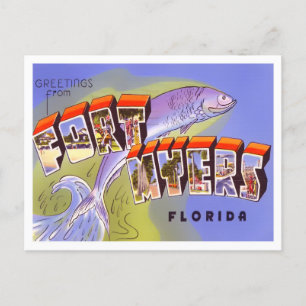 Fort Myers, Floride Vintage Big Letters Carte post