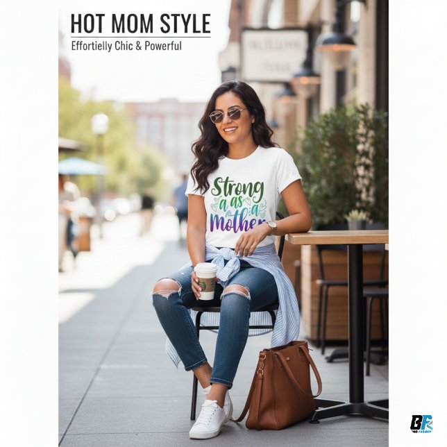 Forte comme une mère Noir Script moderne T-shirt (Créateur téléchargé)