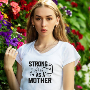 Forte comme une mère Noir Script moderne T-shirt