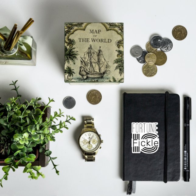 Fortune est un autocollant noir blanc de motivatio (Créateur téléchargé)