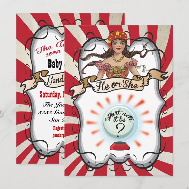 Fortune Teller Gypsy Invitations de la fête de la  (Devant / Derrière)