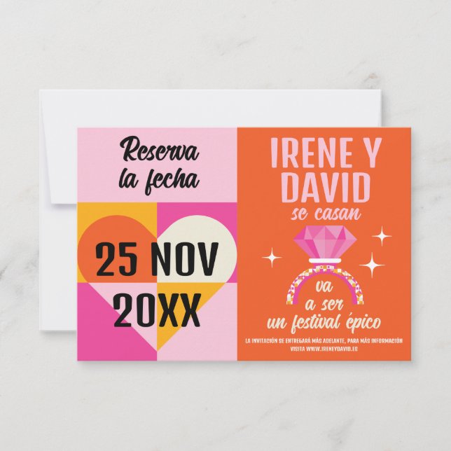 Foto Save the Date Anillo Festival Naranja y Rosa (Devant)