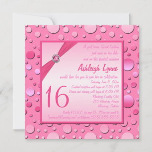 Fou pour Pink Polka Dot Sweet sixteen Invitation