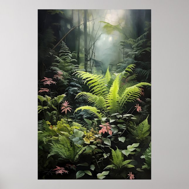 Fougère de forêt profonde, impression de mur lunat (Devant)