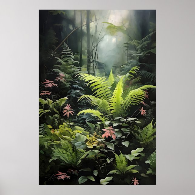 Fougère de forêt profonde, impression de mur sombr (Devant)
