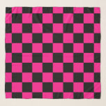 Foulard à damiers carré rose chaud noir rétro géométrique<br><div class="desc">à damiers carré chaud rose noir géométrique cadeau motif rétro pour elle. Cool retro à damiers motif carré géométrique . Vérificateur moderne vintage carrelage noir et rose chaud.</div>