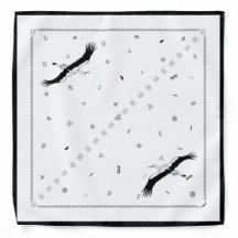 Foulard à motifs sacrés trypilliens noir et blanc