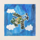 Foulard Army Jet "Art by Kids"<br><div class="desc">Army Jet "Art by Kids" Avion militaire peinture nuage de ciel par garçon de 5 ans</div>