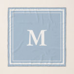 Foulard Bleu bébé simple avec écusson Monogramme blanc<br><div class="desc">Un foulard bleu bébé a un monogramme blanc au centre. Vous pouvez modifier la lettre pour afficher l'initiale correcte. Deux carrés blancs composent la frontière du foulard.</div>